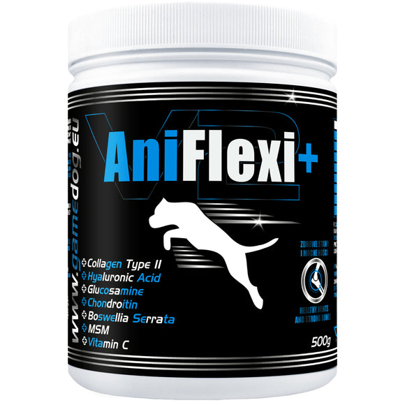 Game Dog AniFlexi+ Collagen Supplement 500g – Supports Healthy Bones and Joints, Type II Formula