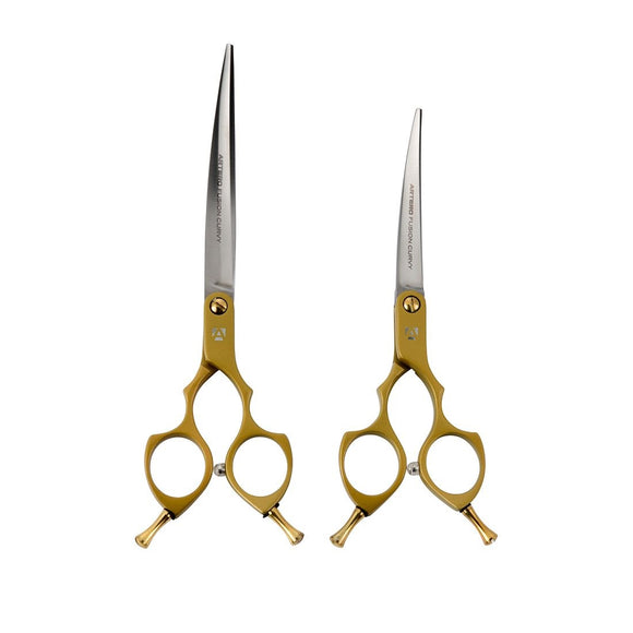 Artero Fusion Gold Curvy Scissors 7" – Lightweight Professional Haircutting Shears, Gold Finish