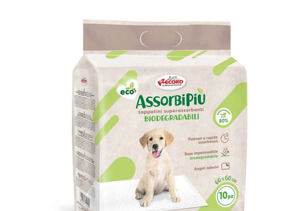 Record AssorbiPiu Biodegradable Training Pads – Eco-Friendly 60x60cm, 10 Pack, Fast Absorption