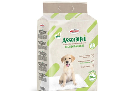 Record AssorbiPiu Biodegradable Training Pads – Eco-Friendly 60x60cm, 10 Pack, Fast Absorption