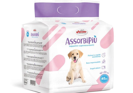 Record AssorbiPiu Training Pads 40x60cm – Highly Absorbent Leak-Proof Sheets, 40 Pack