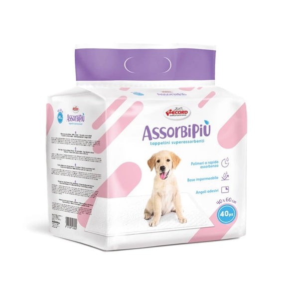 Record AssorbiPiu Training Pads 40x60cm – Highly Absorbent Leak-Proof Sheets, 40 Pack
