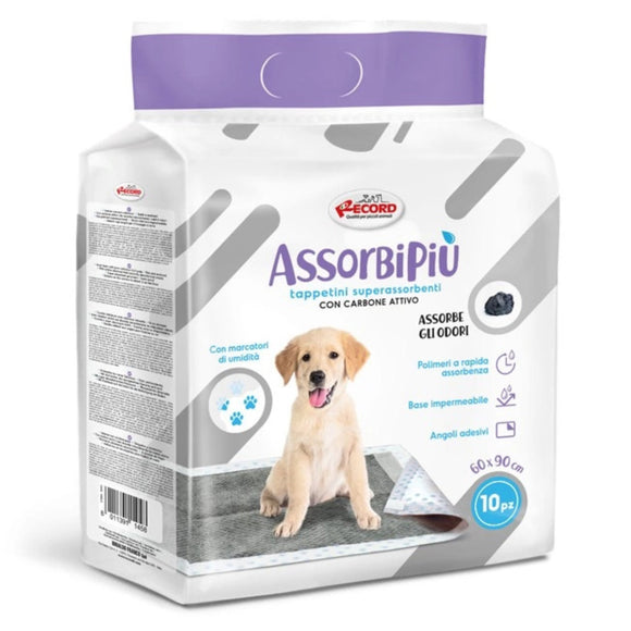 Record AssorbiPiu Carbone Puppy Pads 60x90cm – Absorbent Mats with Activated Carbon, 10 Pack