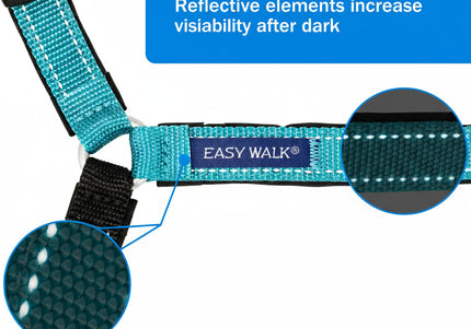 PetSafe Easy Walk Deluxe Harness – Soft Black and Blue Dog Harness with Leash, Medium