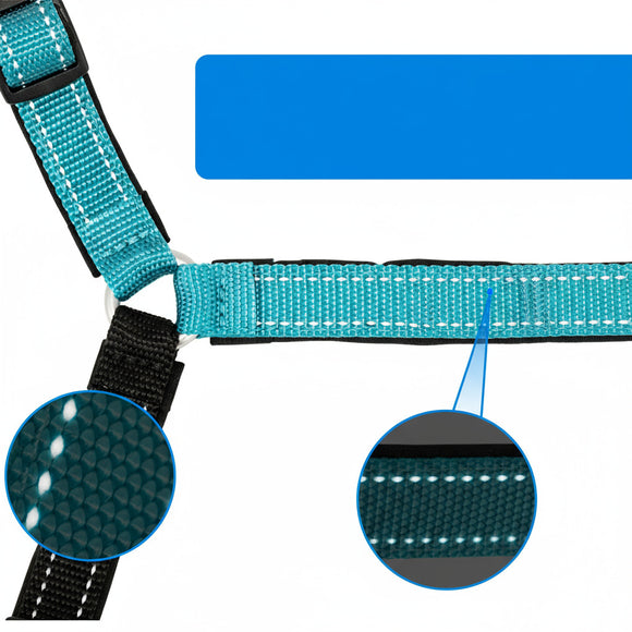 PetSafe Easy Walk Deluxe Harness – Soft Black and Blue Dog Harness with Leash, Medium