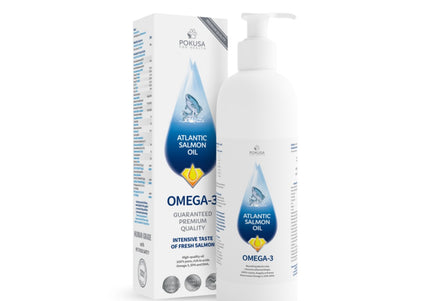 Pokusa Atlantic Salmon Oil – 100% Natural Wild Salmon, Rich in Omega 3 & 6, 300ml Bottle