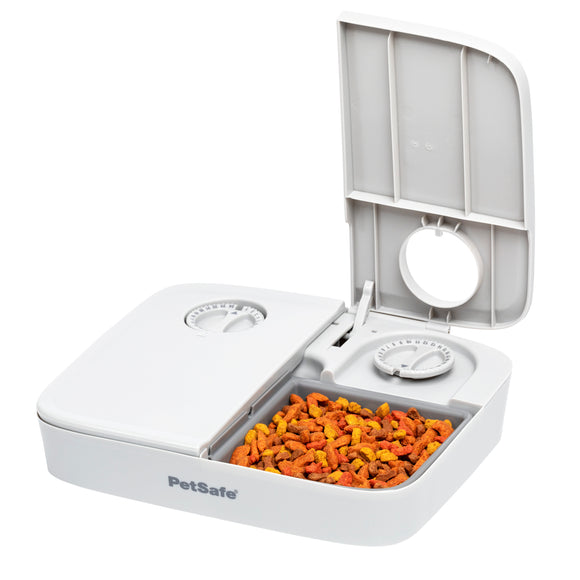 PetSafe Automatic 2 Meal Feeder – Dual-Chamber Timed Food Dispenser, Reliable Portion Control