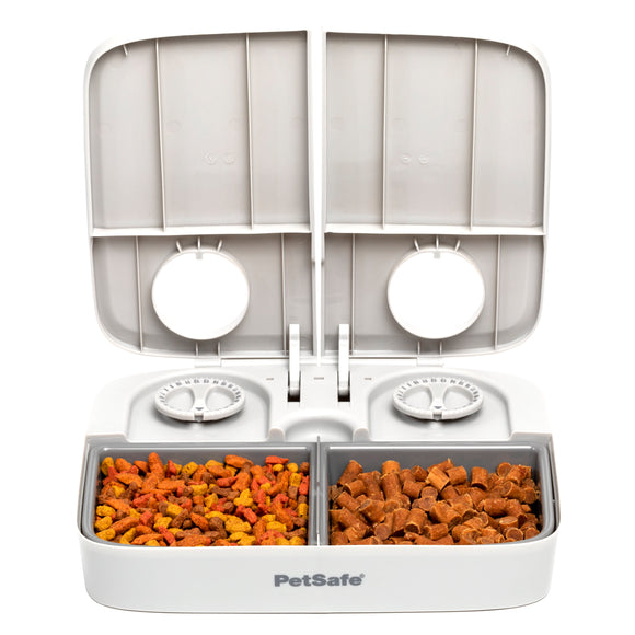 PetSafe Automatic 2 Meal Feeder – Dual-Chamber Timed Food Dispenser, Reliable Portion Control