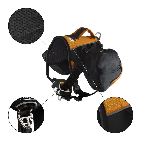Kurgo Big Baxter Backpack 7.5L Black – Adjustable Saddlebags, Durable Design for Large Breeds