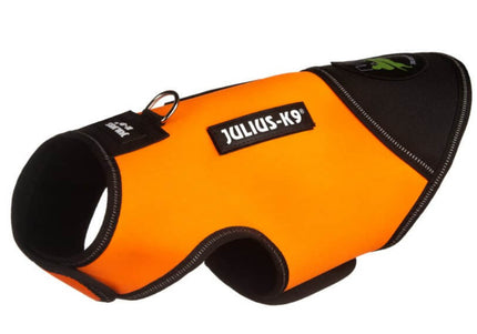 Julius-K9 IDC Neoprene Dog Jacket – Orange and Black, Lightweight Water-Resistant Design