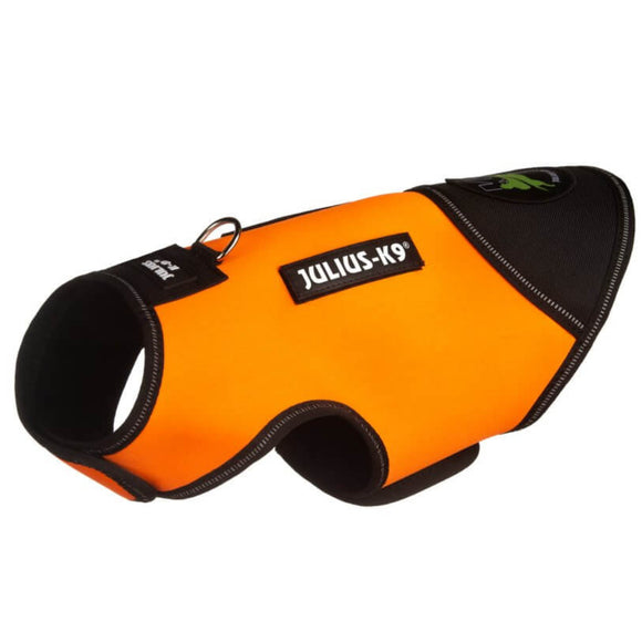 Julius-K9 IDC Neoprene Dog Jacket – Orange and Black, Lightweight Water-Resistant Design