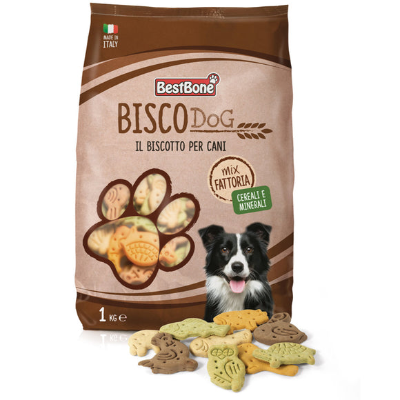 Best Bone Bisco Dog Mix Fattoria – Animal-Shaped Crunchy Treats, Delicious Flavor, 1kg Pack