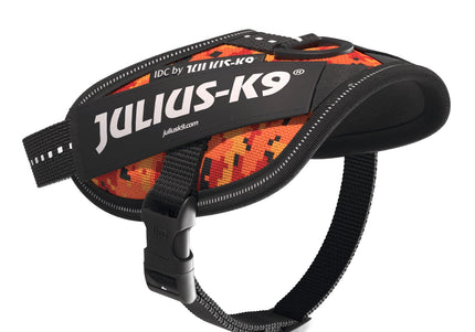 Julius-K9 IDC Powerharness Pixeljuice – Reflective Dog Harness with Orange Pixel Design, Size 2