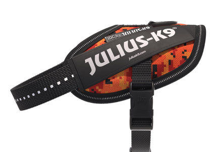 Julius-K9 IDC Powerharness Pixeljuice – Reflective Dog Harness with Orange Pixel Design, Size 2