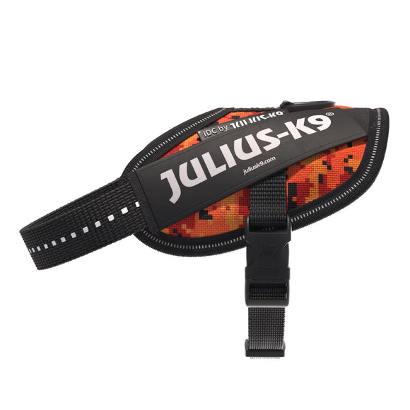 Julius-K9 IDC Powerharness Pixeljuice – Reflective Dog Harness with Orange Pixel Design, Size 2