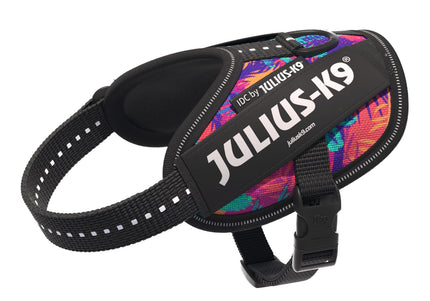 Julius-K9 IDC Powerharness Vibe – Reflective Dog Harness, Palm Tree Pattern, Mini Size