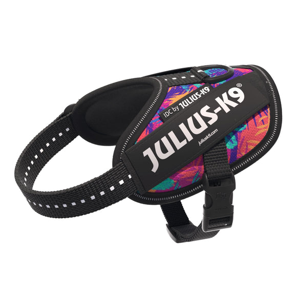 Julius-K9 IDC Powerharness Vibe – Reflective Dog Harness, Palm Tree Pattern, Mini Size