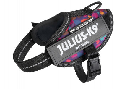 Julius-K9 IDC Powerharness Mixed Hearts – High-Quality Adjustable Harness, Colorful Design, Baby 2 Size