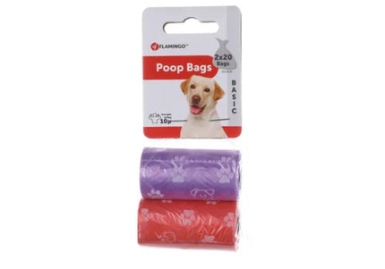 Flamingo Poop Bags – Colorful Leakproof Waste Bags, 2 Packs of 20, Odor-Blocking Design