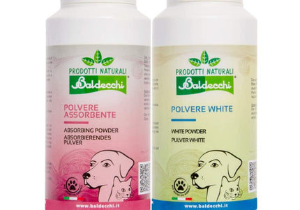 Baldecchi White Powder 100g and Absorbing Powder 90g Set – Stain-Removing Grooming Powders for Bright, Clean Coats