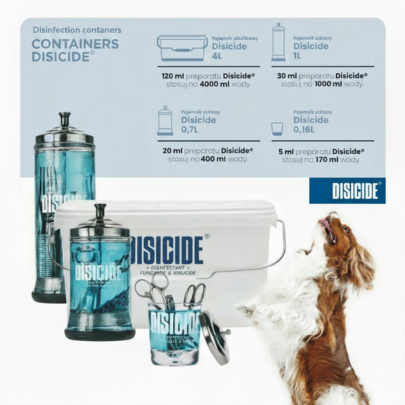 Disicide Disinfecting Glass Jar 160ml – Compact Glass Container for Grooming Tool Hygiene