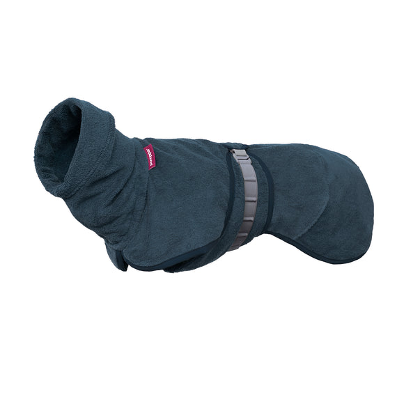 Bath Pomppa Midnight Cotton Dog Bathrobe – Ultra-Absorbent, Very Dark Teal, Size 60/65