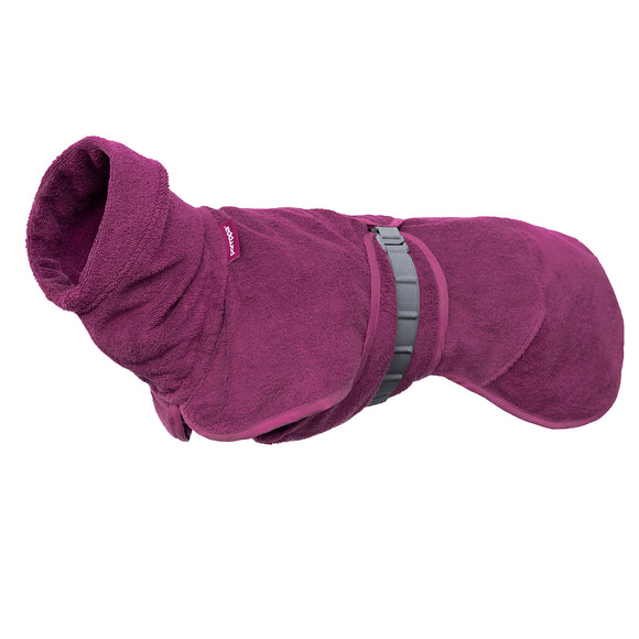 Bath Pomppa Plum Cotton Dog Bathrobe – Absorbent, Soft, Size 37/40