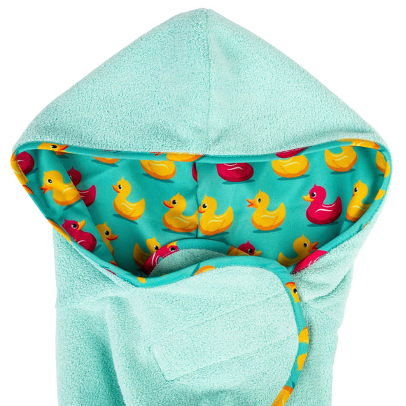 Max&Molly Ducklings Bathrobe – Soft Absorbent Microfiber Robe with Duck Pattern, Large Size