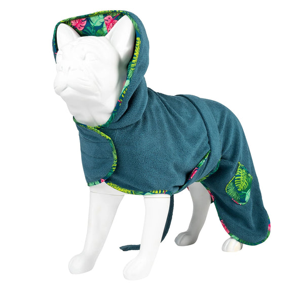 Max&Molly Tropical Pattern Dog Bathrobe – Soft, Absorbent Microfiber, Size Small