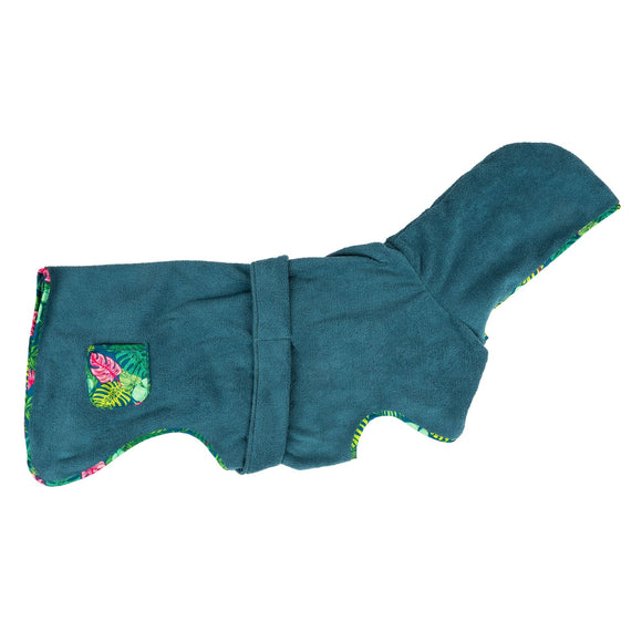 Max&Molly Tropical Pattern Dog Bathrobe – Soft, Absorbent Microfiber, Size Small