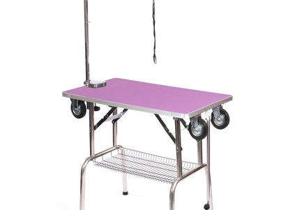 Blovi Trimming Table – Black 95x55cm Tabletop with Wheels, Extension Arm and Storage Basket
