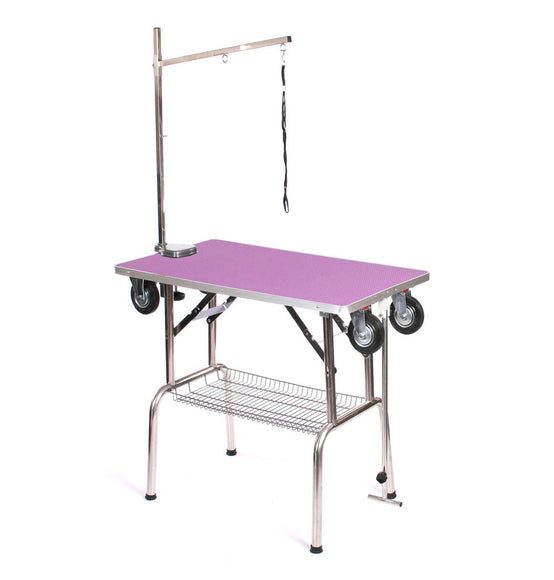 Blovi Trimming Table – Black 95x55cm Tabletop with Wheels, Extension Arm and Storage Basket