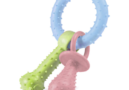 Record Primi Morsi Double Dog Chew Toy – Durable 15.3cm Design, Blue Color