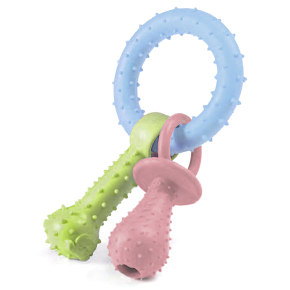 Record Primi Morsi Double Dog Chew Toy – Durable 15.3cm Design, Blue Color