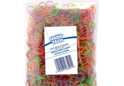 Show Tech Light Latex Grooming Bands – Thin, Mixed Colors, 1000 Pack, 0.8 cm Diameter
