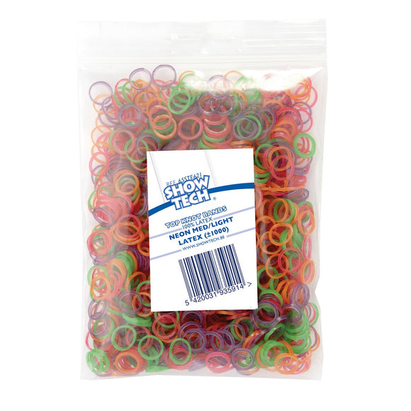 Show Tech Light Latex Grooming Bands – Thin, Mixed Colors, 1000 Pack, 0.8 cm Diameter