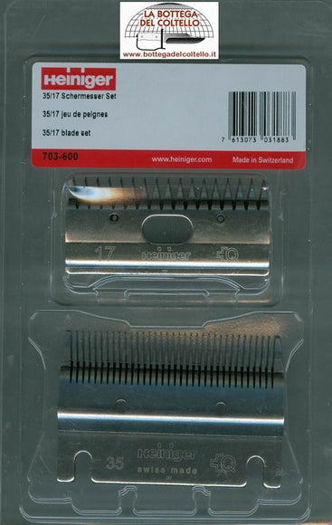 Heiniger 35/17 Horse Clipper Blade Set – Precision Steel, 2-4mm Cutting Height