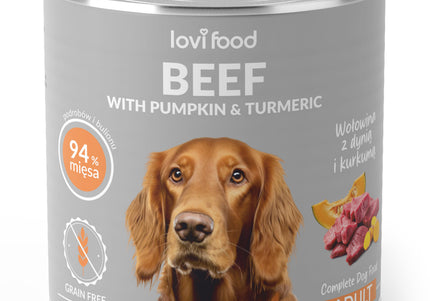 Lovi Food Beef with Pumpkin – Mono-Protein Wet Food, Beef, Pumpkin & Turmeric, 6x800g