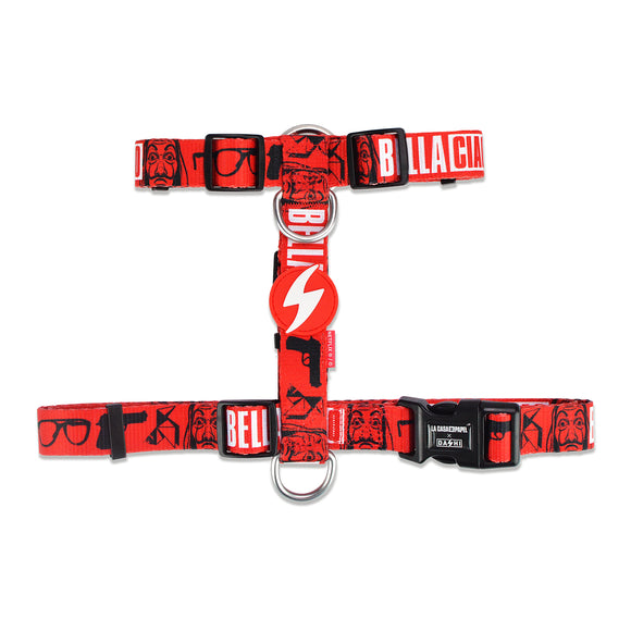 Dashi La Casa De Papel Bella Ciao Back Harness – Adjustable Red Guard Dog Harness, Small Size