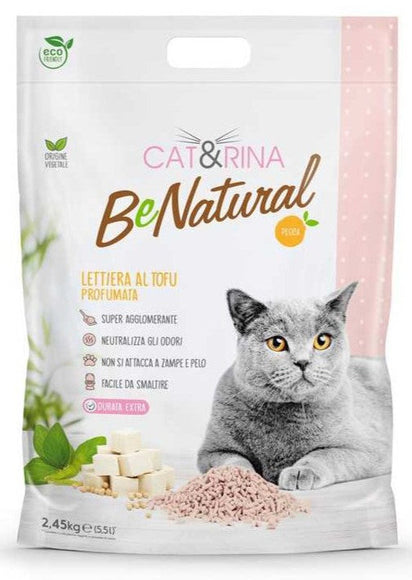 Cat&Rina BeNatural Tofu Litter Peach – Plant-Based Clumping Biodegradable Pellets, Peach Scent, 6 x 5.5L
