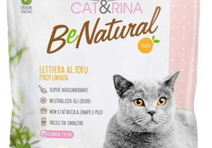 Cat&Rina BeNatural Tofu Litter Peach – Plant-Based Clumping Biodegradable Pellets, Peach Scent, 5.5L