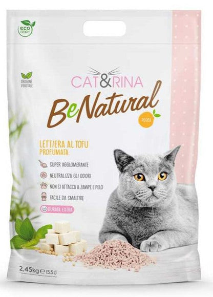 Cat&Rina BeNatural Tofu Litter Peach – Plant-Based Clumping Biodegradable Pellets, Peach Scent, 5.5L