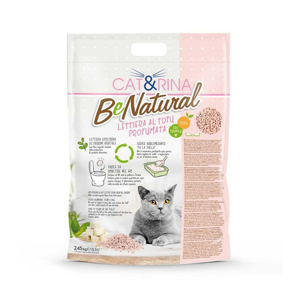 Cat&Rina BeNatural Tofu Litter Peach – Plant-Based Clumping Biodegradable Pellets, Peach Scent, 6 x 5.5L