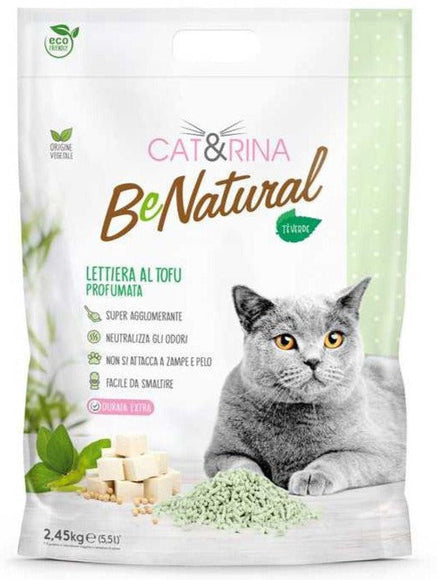 Cat&Rina BeNatural Tofu Litter Green Tea – Plant-Based Clumping Biodegradable Pellets with Fresh Scent, 5.5L