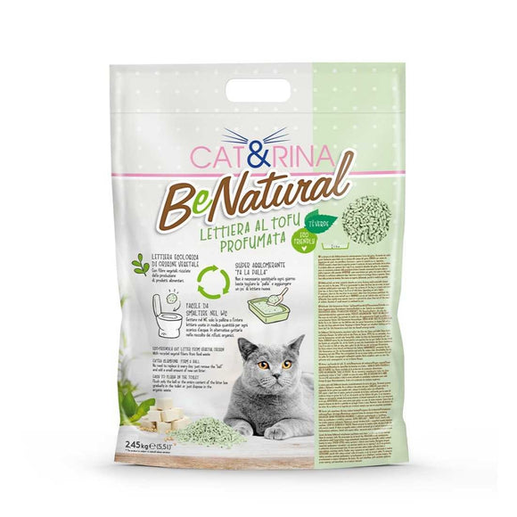 Cat&Rina BeNatural Tofu Litter Green Tea – Plant-Based Clumping Biodegradable Pellets with Fresh Scent, 5.5L