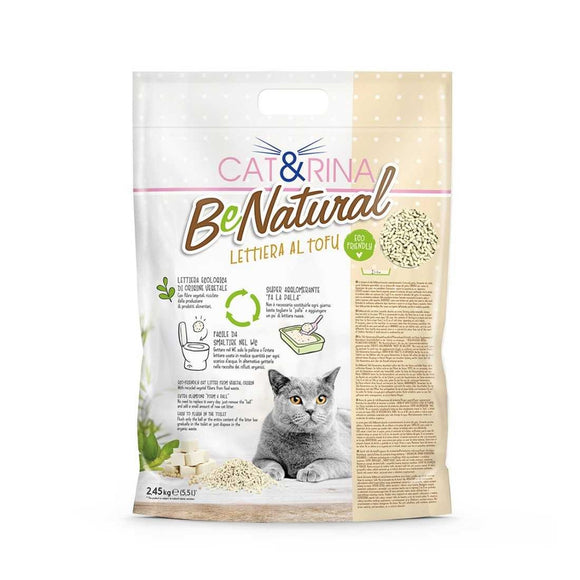 Cat&Rina BeNatural Tofu Litter Classic – Plant-Based Clumping Biodegradable Pellets, 6 x 5.5L