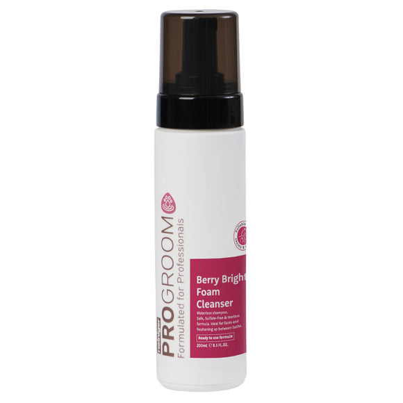 ProGroom Berry Bright Foam Cleanser 200ml – Gentle Dry Shampoo, Coat Brightening Formula