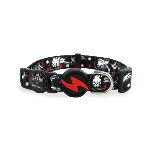 Dashi Classy Betty Cat Collar – Black Adjustable Collar with Betty Boop Pattern, Durable Buckle