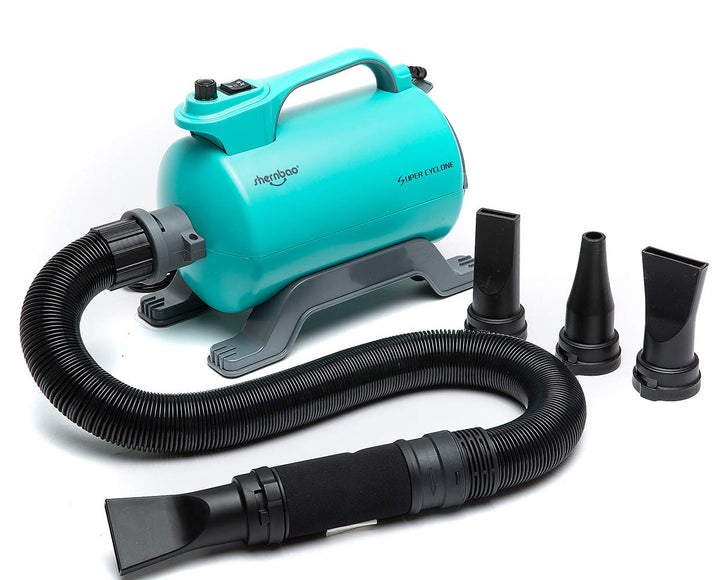 Shernbao Super Cyclone 2600W Table Dryer – Single Engine, Adjustable Airflow and Temperature, Turquoise