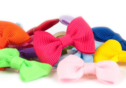 Show Tech Multicolor Grooming Bows – Colorful Elastic Bands, 50 Piece Decorative Set